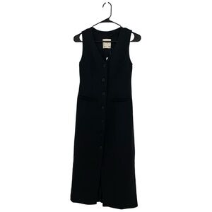 NWT Abercrombie & Fitch Black Sleeveless Button Up Midi Dress
